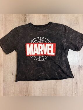 Marvel The Amazing Spider-Man Mineral Wash Cropped Skimmer Tee – Size XS